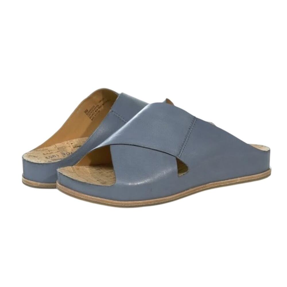 Kork-Ease Womens Tutsi Cross Band Sandals US 9 Blue Gray Leather Slides NWOB